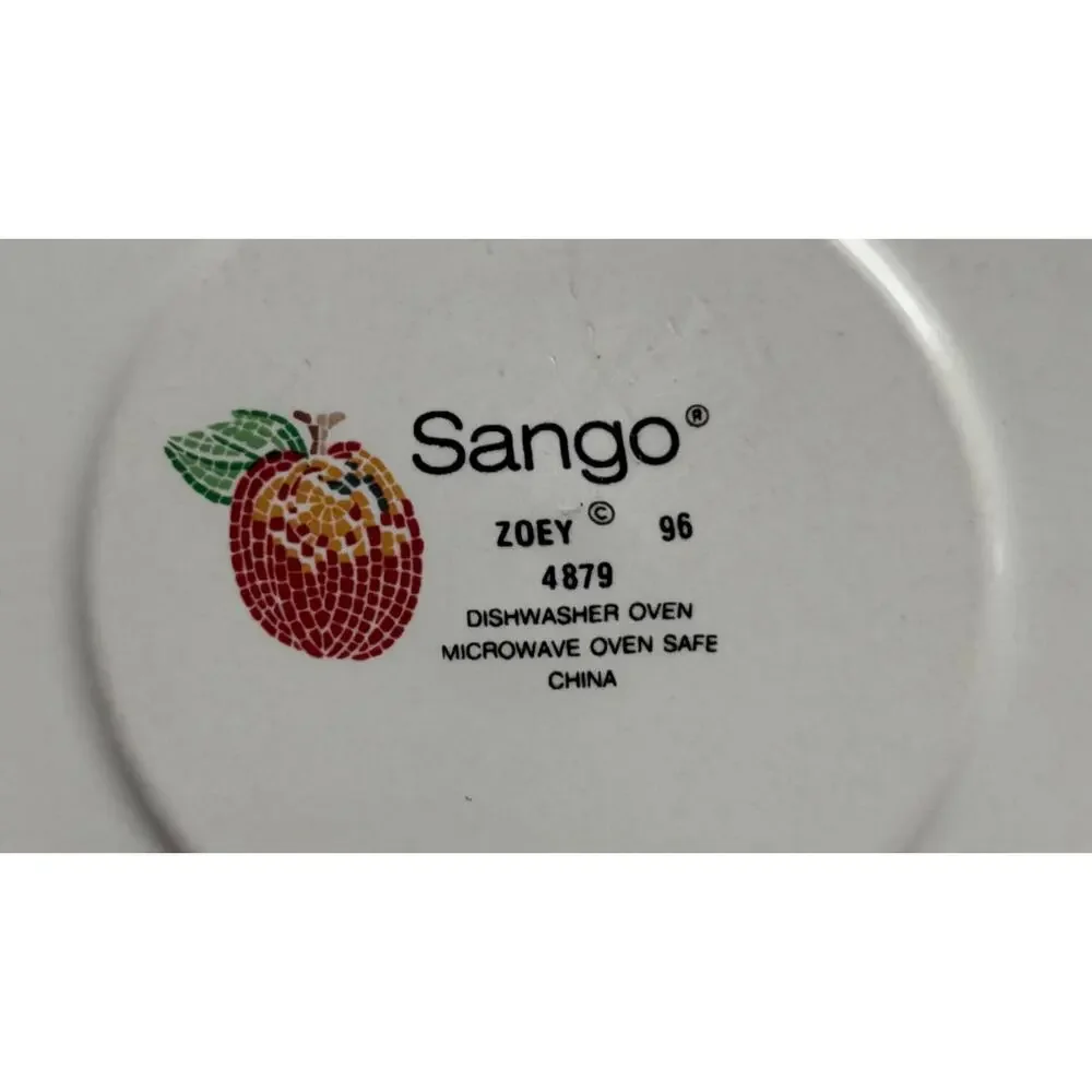 Set of 4 Vintage Sango Zoey 4879 Mosaic Fruit Design Cup & Saucer Set